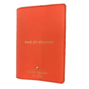 Kate Spade Papaya Saffiano Leather Passport Holder ‘Ready For Departure’  NEW